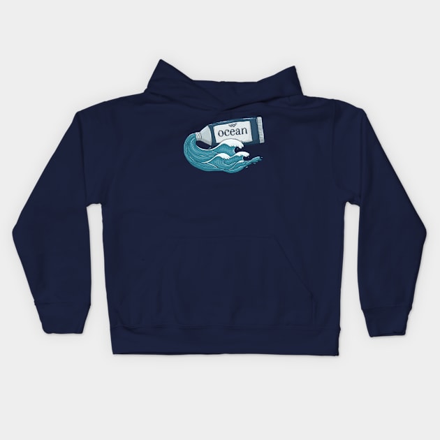 Ocean Paint Tube Kids Hoodie by Tania Tania